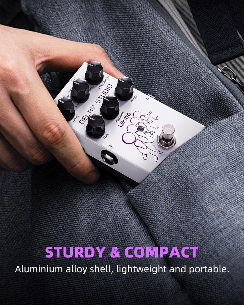 LEKATO Delay Digital Guitar Effect Pedal with Tape Temps, LoFi, dTAP, Reverse Delay Pedal with Hardware Bypass for Electric Guitar (EP-04) - Image 3